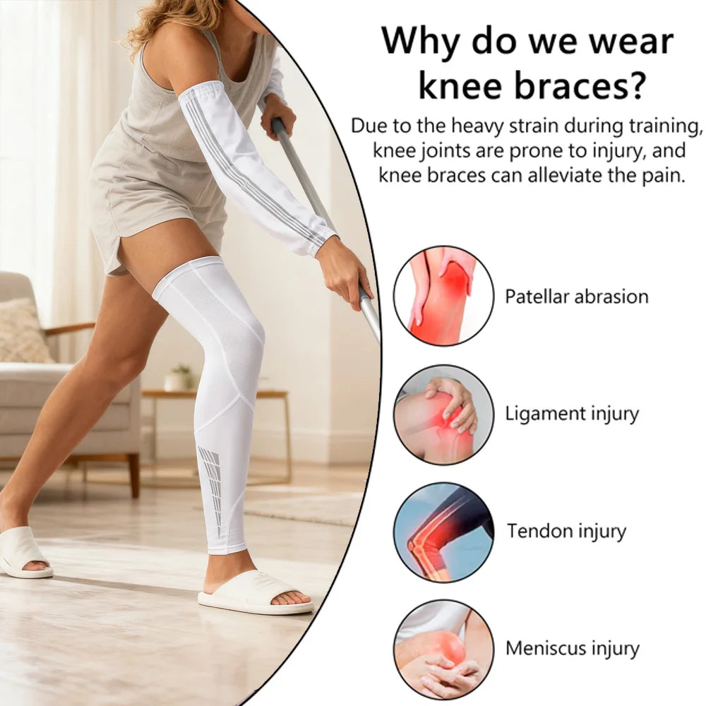 1Pair Leg Sleeves,Full Leg Compression Sleeve,Compression Long Knee Sleeve,Sports Compression UV Long Leg Sleeves with Anti-slip