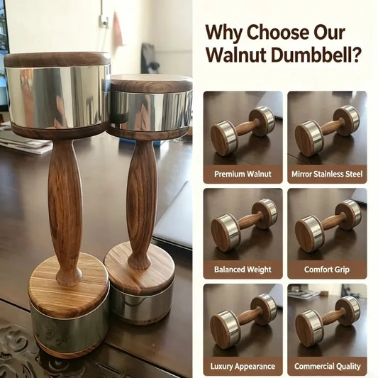Walnut Wood Dumbbell Weight Set