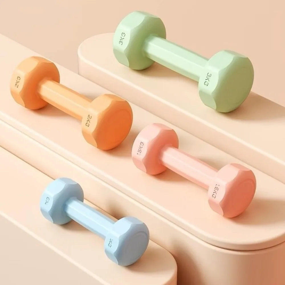 High Quality 1kg Fitness Dumbbell Set Waterproof PVC Kettlebell Non-Slip Anti-Roll Small Dumbbell Women's Fitness
