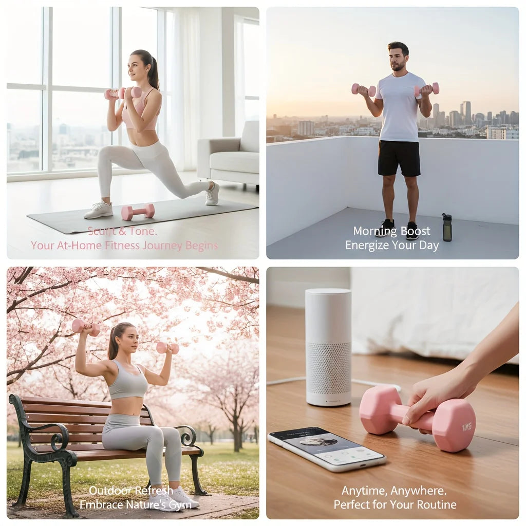 2pc 1kg Women's Dumbbell Set Home Gym Yoga PP Weightlifting Dumbbells Arm Training Hand Strength Equipment for Beginner Pro