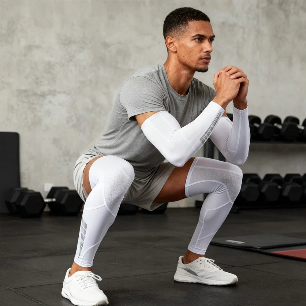 1Pair Leg Sleeves,Full Leg Compression Sleeve,Compression Long Knee Sleeve,Sports Compression UV Long Leg Sleeves with Anti-slip