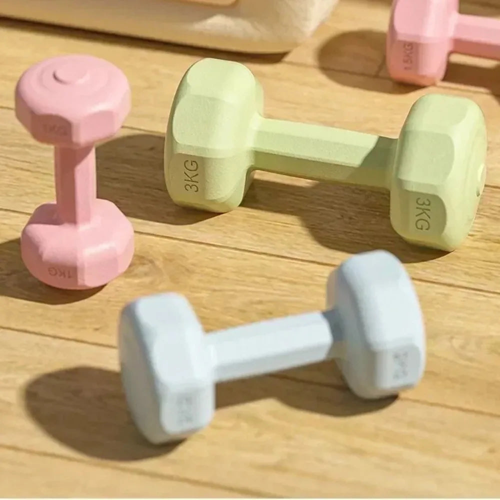 High Quality 1kg Fitness Dumbbell Set Waterproof PVC Kettlebell Non-Slip Anti-Roll Small Dumbbell Women's Fitness