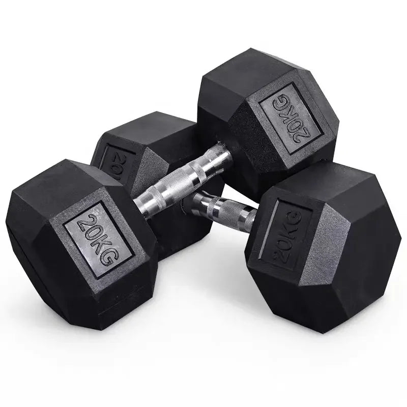 China Factory Commercial Fitness Equipment Rubber Coated Dumbbells /Dumbbell Set  Weight Gym Hex Rubber Dumbbellpromote sales