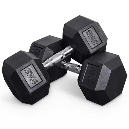 China Factory Commercial Fitness Equipment Rubber Coated Dumbbells /Dumbbell Set  Weight Gym Hex Rubber Dumbbellpromote sales
